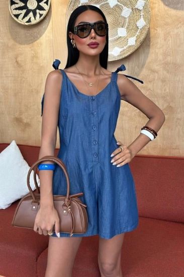 Tensel Denim Kumaşlı Mini Tulum 1363 resmi